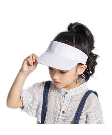 Sun Visor for Kids Adjustable Girls Sun Cap - Summer Outdoor UV Protection Sports Hat for 2 to 6 Years White One Size