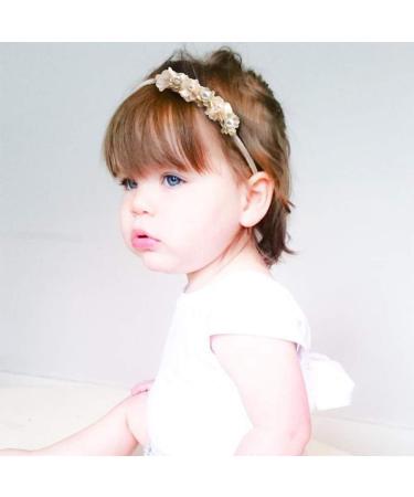 Baby Girl Flower Headbands Set - 3Pcs Elastic Hair Band Crown Wraps for Newborn Infant Toddler by mligril (Beige) - Buy Online on GoSupps.com