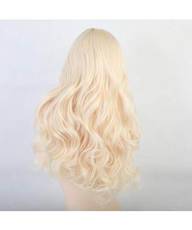 RTGFS Long Wavy Blonde Beige Wig with Bangs - Natural Heat Resistant Synthetic Hair for Women | Perfect for Cosplay - Buy Online on GoSupps.com