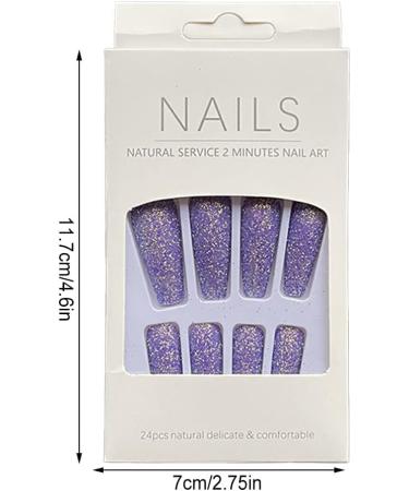 AUklOPVZZ 1 Set French Tip Press on Nails Solid Color Extension Shimmer Fingernails Decals Full Cover Salon Gifts Manicure Kit H33-purple jelly glue - Buy Online on GoSupps.com