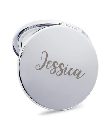 Personalized Handheld Mirror | Laser Engraved Compact Mirror with Handbag | Custom Gift for Woman Girl Bridesmaid Friend Mother Christmas (Name ONLY)