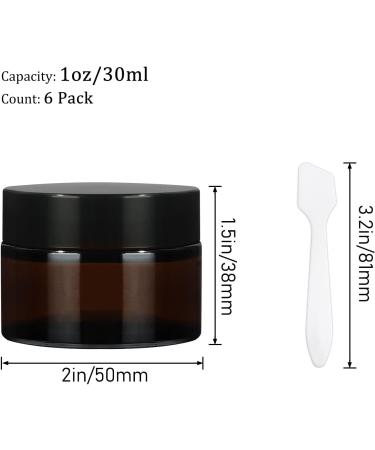 Yishik 6 Pack 30ml Amber Glass Round Jars with Black Lids 1 oz Empty Cosmetic Jars Face Cream Storage Containers for Powder Lotion Beauty Products Travel Favors Amber-1oz - Buy Online on GoSupps.com