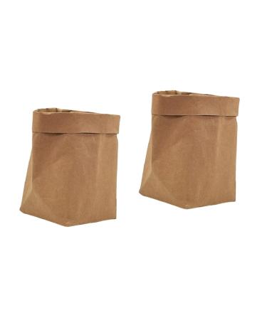 Milisten 2pcs Washable Paper Bag Kraft Paper Small Trash Cans Plants Decor Reusable Storage Bag Kraft Paper Bag Home Decoration Flowerpot Organizer Gift Paper Bags Household Packing Bag Size 2x2pcs As Shownx2pcs