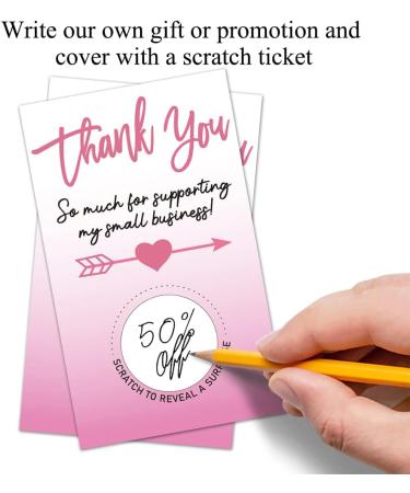 50 Pack Pink Thank You Blank Gift Certificate Scratch Off Cards for Small Business - Perfect for Spa, Beauty, Hair Salon, Bridal Shower, Baby Shower, Country Wedding - Silver - Buy Online on GoSupps.com