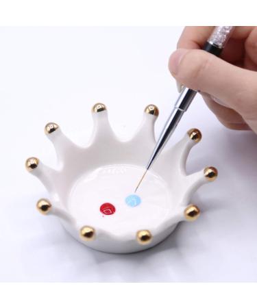 Minkissy Ceramic Nail Art Palette - Crown Shaped Manicure & Pigment Mixing Plate for Nail Makeup (White) - International Shipping Available - Buy Online on GoSupps.com