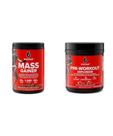 Mass Gainer Protein Powder Six Star Mass Gainer Muscle Builder Whey Protein Powder & Pre Workout Preworkout Explosion Pre Workout Powder for Men & WomeN