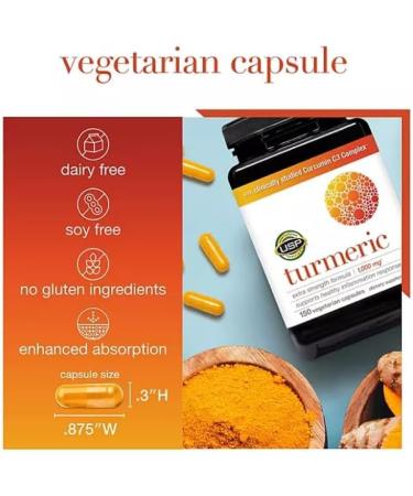 Turmeric Extra Strength Capsules | 1 000 mg Turmeric Supplement | 150 ct. - Buy Online on GoSupps.com