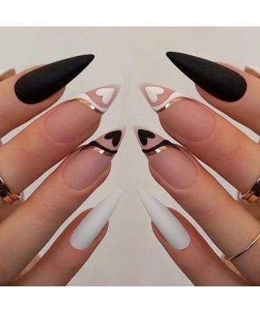 6 Sets Medium Almond KXAMELIE Press on Nails with Swirl Floral Heart Pattern - 144 pcs Fake Nails for Women and Girls - Buy Online on GoSupps.com