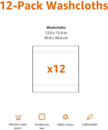 Amazon Basics 12-Pack Washcloths in Carnation Blush - Cosmetic Friendly - Buy Online on GoSupps.com