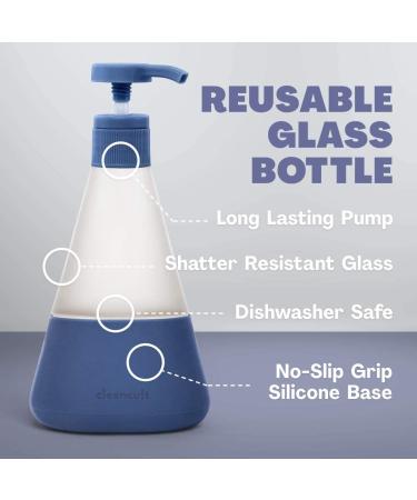 Cleancult Refillable Glass Hand Soap Dispenser - 12oz Shatter Resistant Container - Midnight Blue - Non-Slip Grip - Matte Finish - For Kitchen & Bathroom Sink - Buy Online on GoSupps.com
