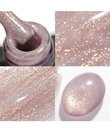 15ml Reflective Glitter Rubber Base Gel Nail Polish Glass Bottle Sparkling Sequins Soak Off UV LED Gel Varnish for Manicure - (Color: 7)