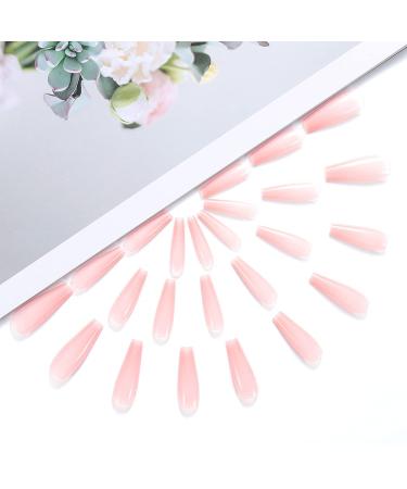 Brishow Coffin Artificial Nails | Long Pink Press-On Ballerina Acrylic Nails | 24 PCS for Women & Girls - Buy Online on GoSupps.com
