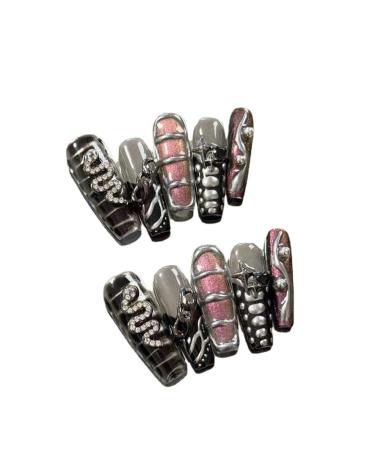 Handmade Nail Art | European and American Dark Style | Removable False Nails for Wearing Nails(S) 1 count (Pack of 1) S