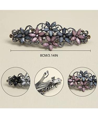 Elegant Hair Clips Set | Menyiyds 2 Pcs Sparkling Glitter Hair Accessories for Women & Girls | Fashionable Flower Wreath Hairpins in Dark Gray & Pink - Buy Online on GoSupps.com