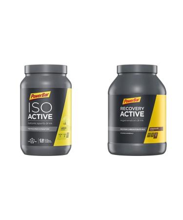 Powerbar isoactive lemon 1320g - isotonic sports drink - 5 electrolyte + C2max & recovery Active Chocolate 1210g - Regenerations Whey Drink with carbohydrates + magnesium and zinc lemon bundle with recovery active chocolate 1.32 kg (1 p Pack)