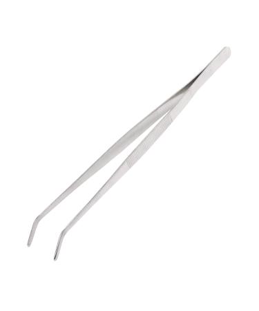 12 Inch Tweezers Stainless Steel Curved Serrated Tip  Multipurpose Handle Cooking Tweezer Tongs  Reptile Feeding Precision Aquascaping  Repairing Garden Craft Tool Curved Tip - 12