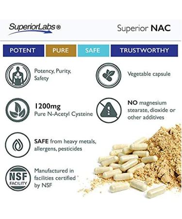 Superior Labs NAC 1200mg with Selenium - 150 Capsules - Free Radical Protection & Immune Support - Buy Online on GoSupps.com