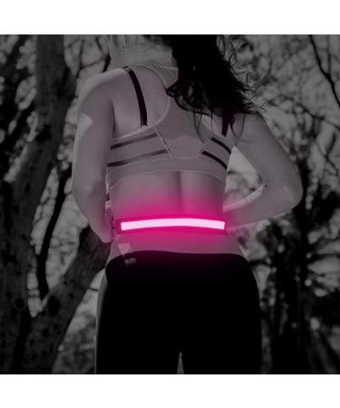 Illumifun Elastic LED Running Belt - USB Rechargeable Pink Waistband for Running, Cycling, Camping - High Visibility Safety Light - Buy Online on GoSupps.com