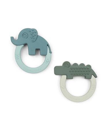 Done by Deer 4019102 Teething ring set of 2 silicone - Deer friends green/blue