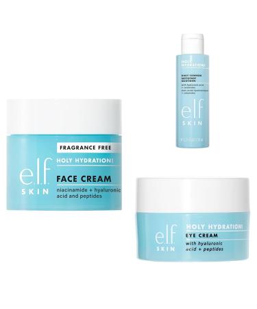 e.l.f. SKIN Holy Hydration! Trio Includes Fragrance-Free Moisturizing Face Cream Daily Cleanser & Eye Cream Vegan & Cruelty-Free