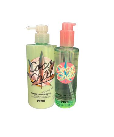 Victoria s Secret Pink Coco Chill Duo - Calming Body Lotion and Body Oil Set