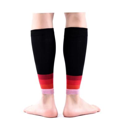 Yardwe Footless Socks Elastic Calf Leg Support Sleeve Sports Compression Socks Shin Splint Sock Breathable Sock Sports Sock Calf Brace Red Pressurize Calf Socks Men and Women 30*10*10cm Red