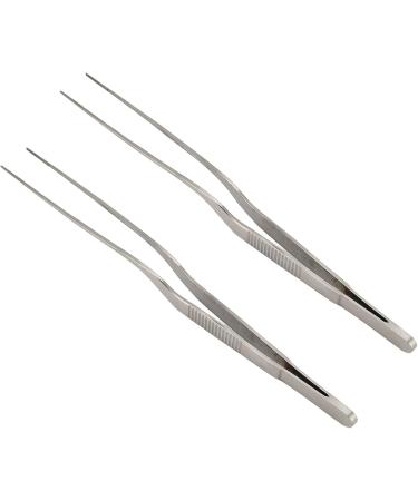 Pack of 2 Curved Stainless Steel Tweezers with Corrosion Protection - Ideal for Hearing Aids | International Shipping Available - Buy Online on GoSupps.com