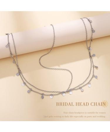 Runmi Boho Headchains Sequins Tassels Headpiece Bridal Hair Piece Wedding Hair Accessories for Women and Girls silver - Buy Online on GoSupps.com