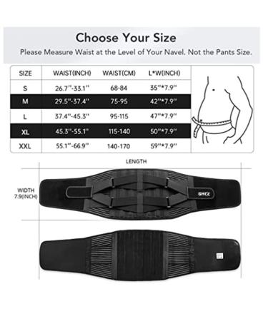 X-Large Black Back Brace for Men & Women | Relief for Lower Back Pain Lumbar Disc Herniation & Sciatica | Air Permeable Support - Buy Online on GoSupps.com