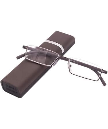 Kokobin Ultra-Light Reading Glasses - 2 Pack TR90 Frame for Men & Women +1.25 Diopters with Case - Stylish Half-Glasses in Black & Brown - Buy Online on GoSupps.com