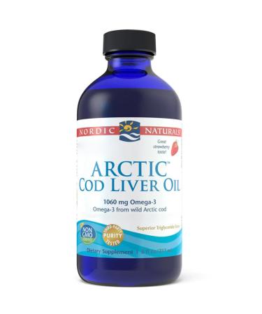 Nordic Naturals Arctic Cod Liver Oil 1060mg Omega-3 Cod Liver Oil with EPA & DHA Strawberry Taste 236 ml Lab Tested Soy Free Gluten Free Non-GMO