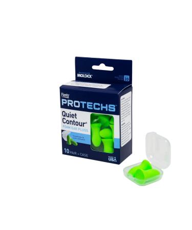 Flents Foam Ear Plugs, 10 Pair with Case for Sleeping, Snoring, Loud Noise, Traveling, Concerts, Construction, & Studying, NRR 33, Green, Made in the USA 10 Pair (Pack of 1)