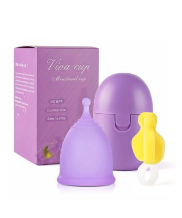 Menstruation cup guador reusable cup menstrual cup medical silicone soft safe and reusable size S for normal to bleeding with sterilizer and cleaning brush