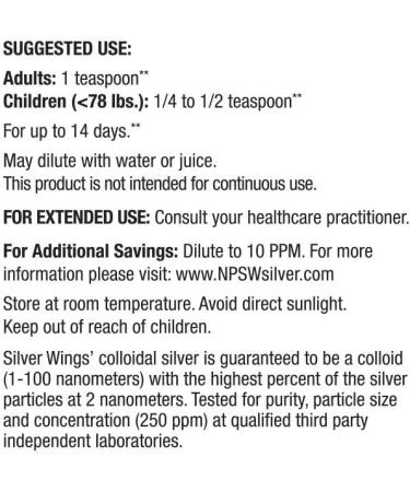 Natural Path Silver Wings Colloidal Silver 250ppm 8 Fl. Oz. - Immune Support Supplement - Buy Online on GoSupps.com