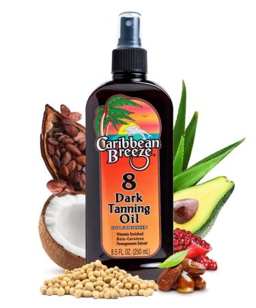 Caribbean Breeze SPF 8 Dark Tanning Oil Intensifier  Tanning Accelerator Outdoor with Mango Lime Fragrance  Rich in Anti Oxidants  Beta-Carotene  and Pomegranate Extracts  8.5 oz (250 ml)
