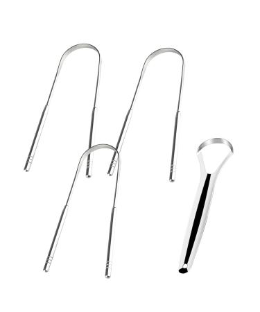 Tongue cleaner 4 pieces of tongue cleaner stainless steel for cleaner tongue a fresh breath and better oral health reusable tongue cleaner (U-shaped and open)