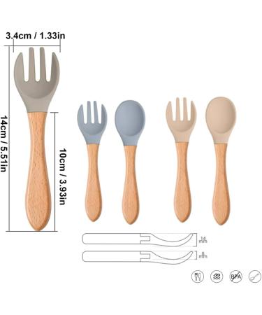 Baby Fork and Spoon Set - 4 Pcs Silicone Feeding Utensils for Easy Grip | Toddler Cutlery Kit for Kids | Children's Flatware Set for Infant Weaning 6-12 Months - Buy Online on GoSupps.com