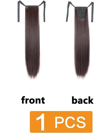 Prinfantasy Dark Brown Straight Ponytail Extension | 22 Inch Wrap-around Synthetic Hairpiece - Buy Online on GoSupps.com