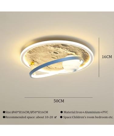 Modern LED Ceiling Lamp - Dimmable Moon Surface Astronaut Design for Kids' Rooms | Remote Control | Stylish Chandelier Lighting for Dining & Living Rooms - 40cm - Buy Online on GoSupps.com