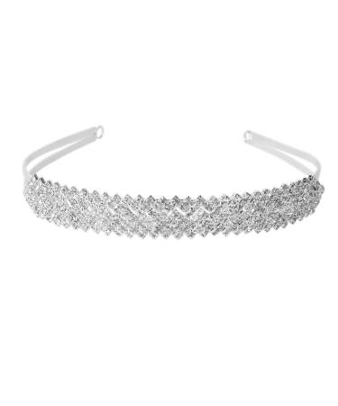 Minkissy bridal diademe silver silver front of the middle of the front silver hair tires 1 rhinestone hair loop diamond headband headband hair jewelry for silver wedding crown silver hair ripe medieval