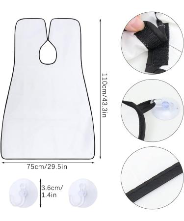 Accessotech Beard Shaving Bib Facial Hair Apron Shave Cape Stubble Catcher Trimming Cutting Care Sticks to Mirror (White) - Buy Online on GoSupps.com