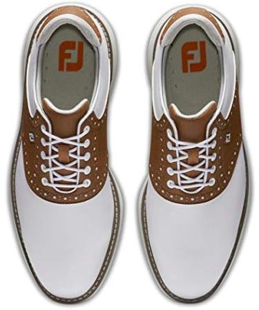 Buy FootJoy Men's Traditions Golf Shoe - White/Brown 10 EU Wide | International Shipping Available - Buy Online on GoSupps.com