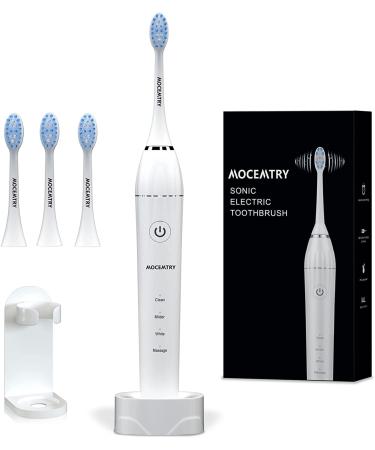 MOCEMTRY Sonic Electric Toothbrush Rechargeable toothbrushes for Adult with 4 Duponts Brush Heads  4 Cleaning Mode Waterproof Electric Tooth Beige