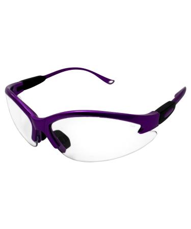 Global Vision Cougar Safety Glasses Nurses Dental Assistant Glasses Shooting Glasses for Women Men Clear Lens Purple