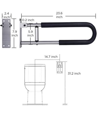 Botabay Handicap Grab Bars Rails 23.6 Inch Toilet Handrails Bathroom Safety Bar Hand Support Rail Handicapped Handrail Accessories for Seniors Elderly Disabled Mounted Bath Grips Aluminum - Buy Online on GoSupps.com