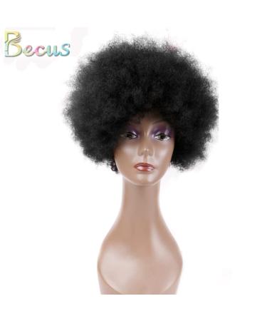 Shop Becus Short Afro Wigs for Black Women - Brazilian Real Hair Crazy Curly Afro-Puff Styles - Buy Online on GoSupps.com