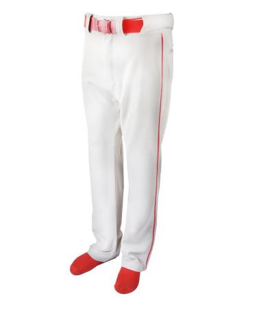 Martin Sports Youth Baseball/Softball Belt Loop Pants, White with RED Piping White With Red Piping Medium