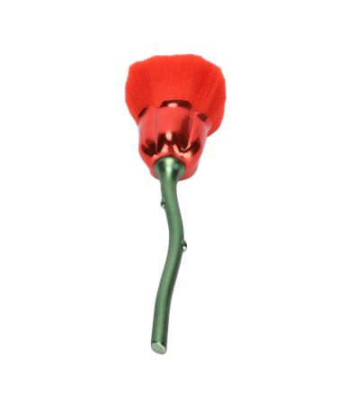 Nail Dust Brush Elegant Rose Makeup Loose Powder Blush Brush Nail Cleaning Dust Removal(green stick red bottom)