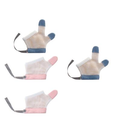 Tofficu Kids Tools 2 Pairs Stop Thumb Sucking Baby Finger Stop Sucking Guard Soft Mesh Fabric Stop Sucking Glove with Wrist Band No Scratch Thumb Kit for Kids (L) Mittens