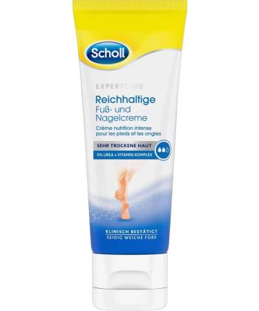 Scholl rich foot and nail cream - ideal for rough and very dry feet - with urea and vitamin complex - increases the moisture content - 75 ml - Buy Online on GoSupps.com